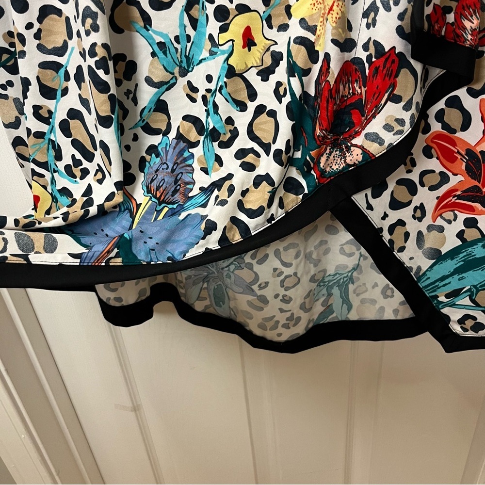 Soft Surroundings Floral Leopard Print Wrap Skirt Multicolor Size Petite Large - Picture 10 of 12